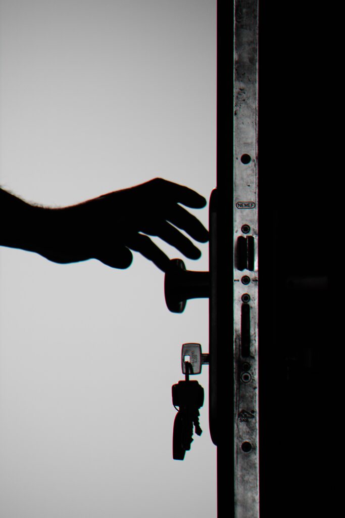 Residential door with keys